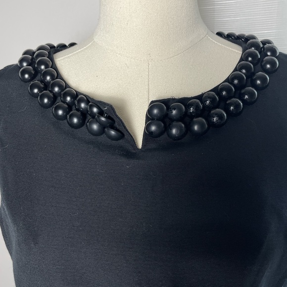 NWT Talbots Size 8P Petites Black Sleeveless Shift Dress Embellished Neckline - Picture 6 of 10